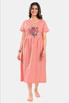Sweet Moon Maternity Knit Cotton Mid Length Nightdress - Light Peach — thumbnail 1